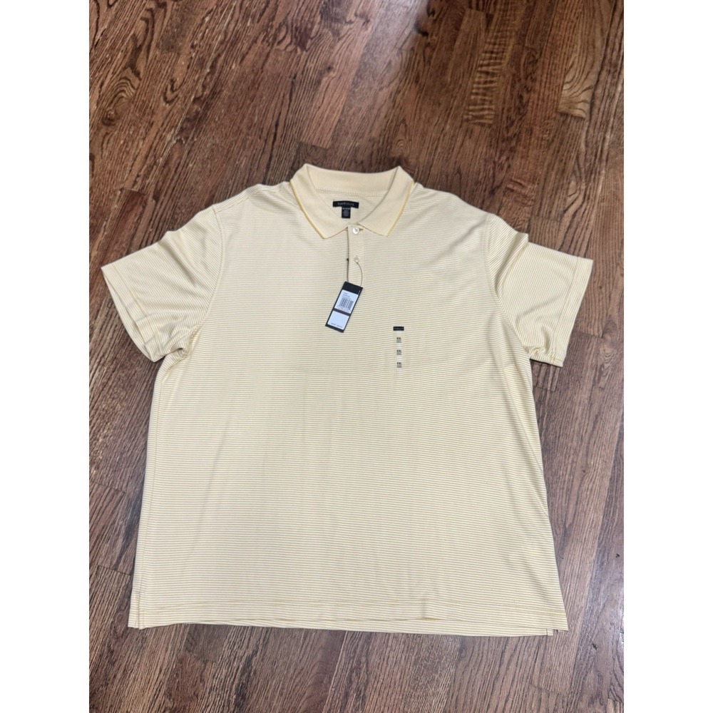 New‎ Men's Van Heusen Ottoman Yellow Striped Short Sleeve Polo 2XL Retail $50